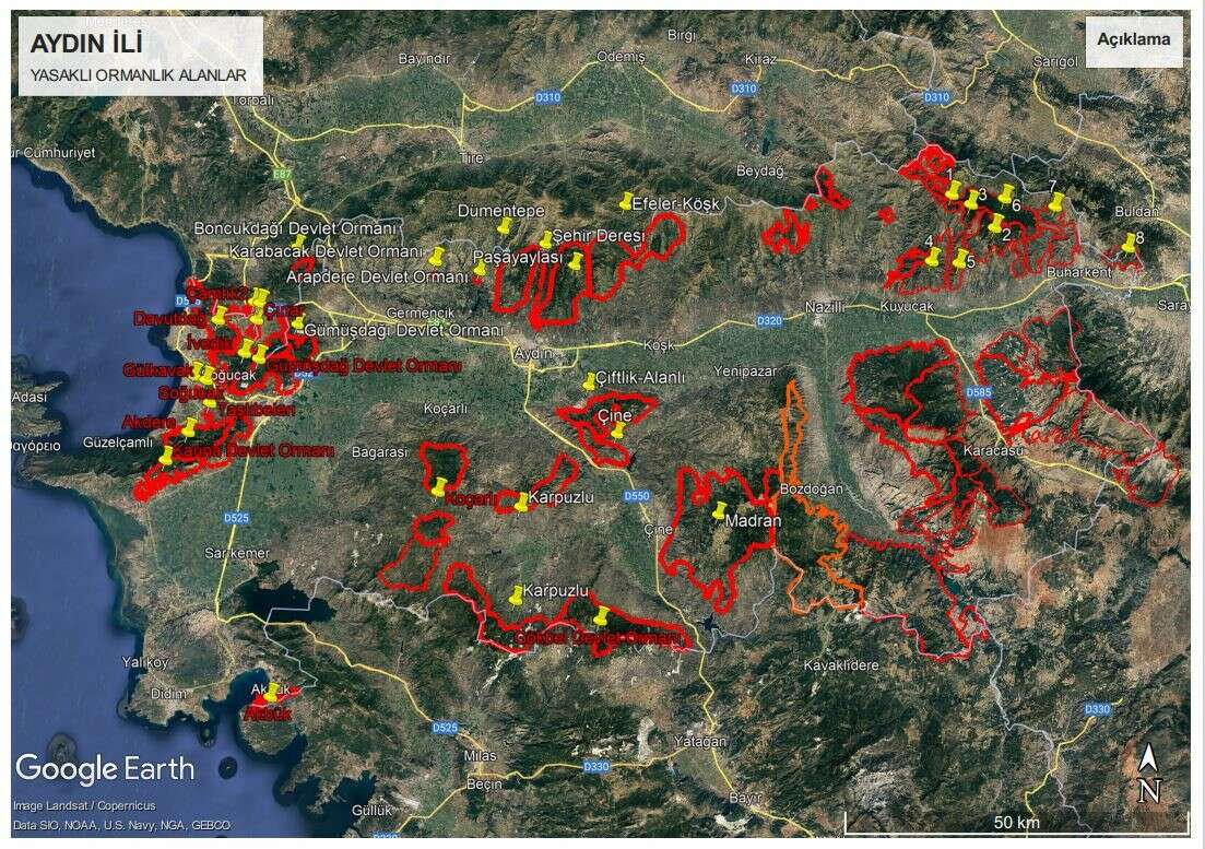 Aydın orman yangını tedbirleri yasaklı alanlar
