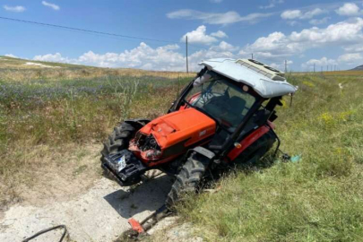 Afyonkarahisar'da traktör sulama kanalına girdi