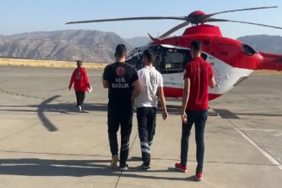 Ambulans helikopter minik Aras için havalandı