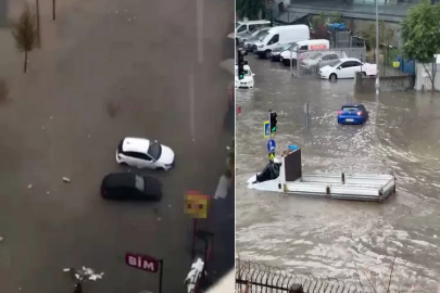 İstanbul'da sağanak yağış yolları göle çevirdi