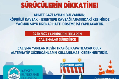 Kayseri’de 10 milyon TL’lik yağmur suyu drenaj hattı