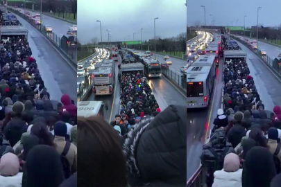 İstanbul'da metrobüs durağında insan seli