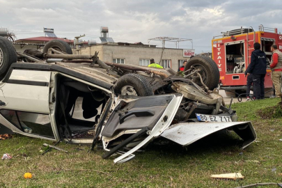 Osmaniye'de feci kaza: Yayaya çarpmamak için takla attı