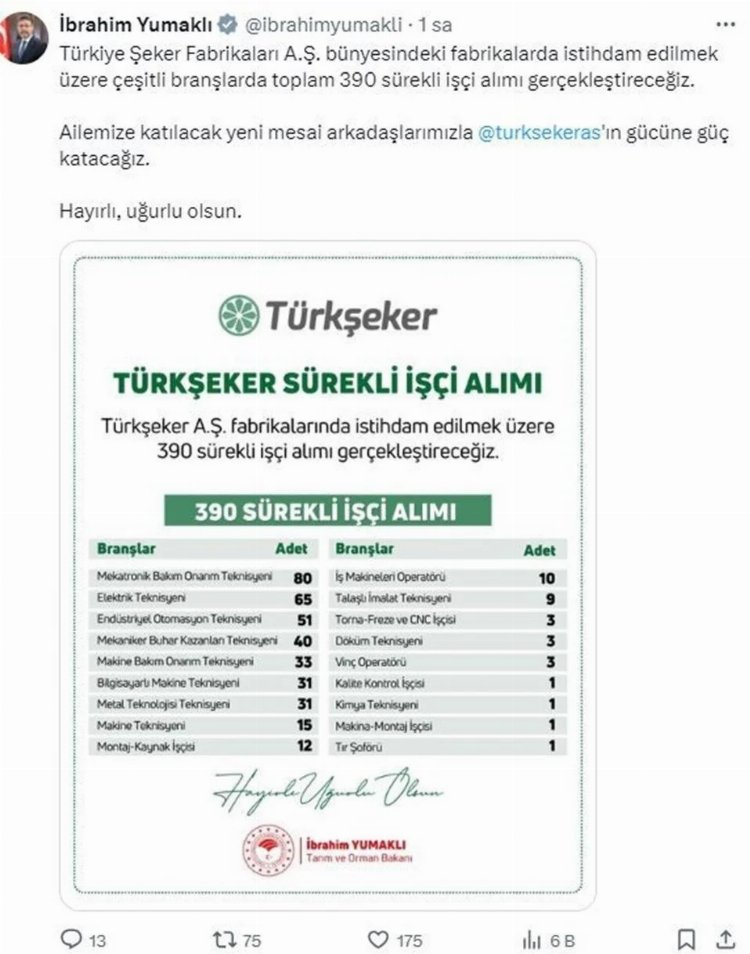 türk şeker işçi alımı