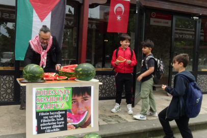 Artvin'de karpuzlu İsrail protestosu