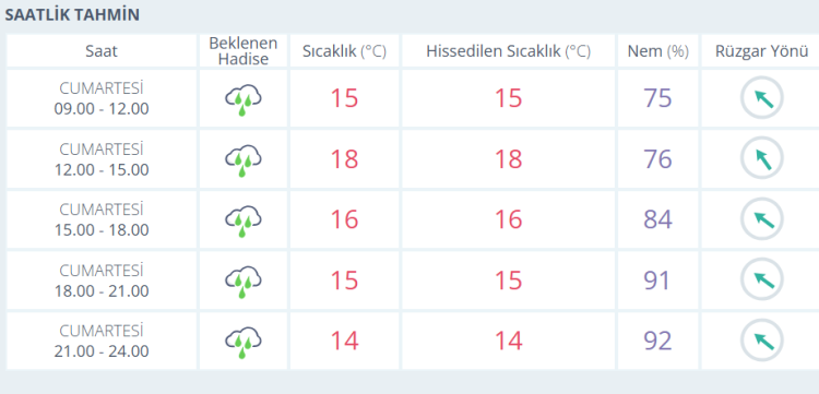 11 OCAK HAVA DURUMU İZMİR 